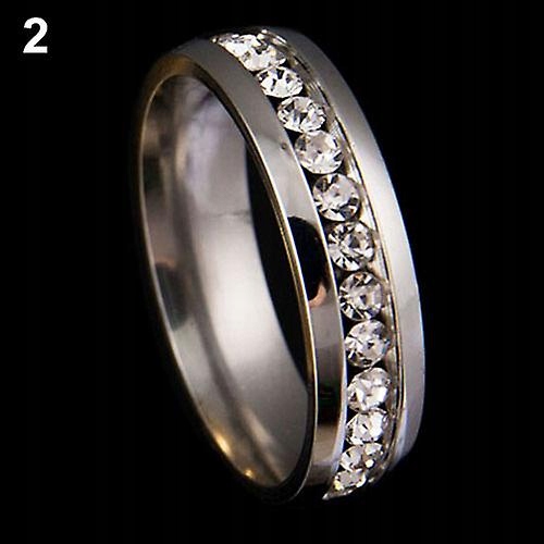 Sterling Silver US 9-Men Women Pár Lover Rhinesto