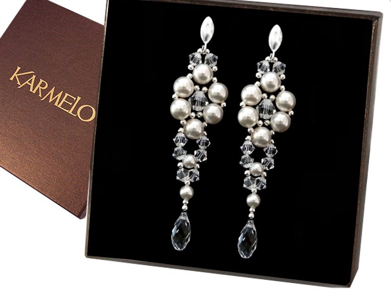 Šperky Swarovski Crystal a perlové náušnice KR49