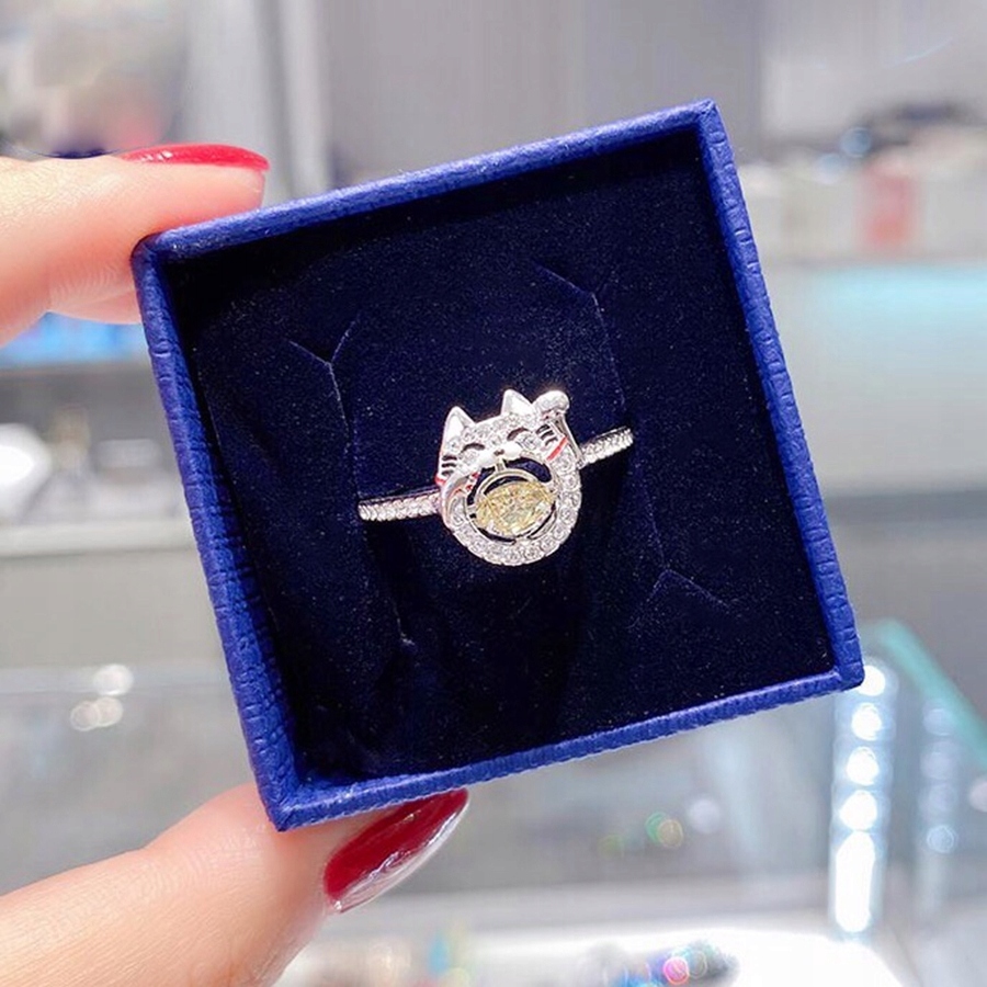 Ženský prsteň so šťastnou mačkou Swarovski 58
