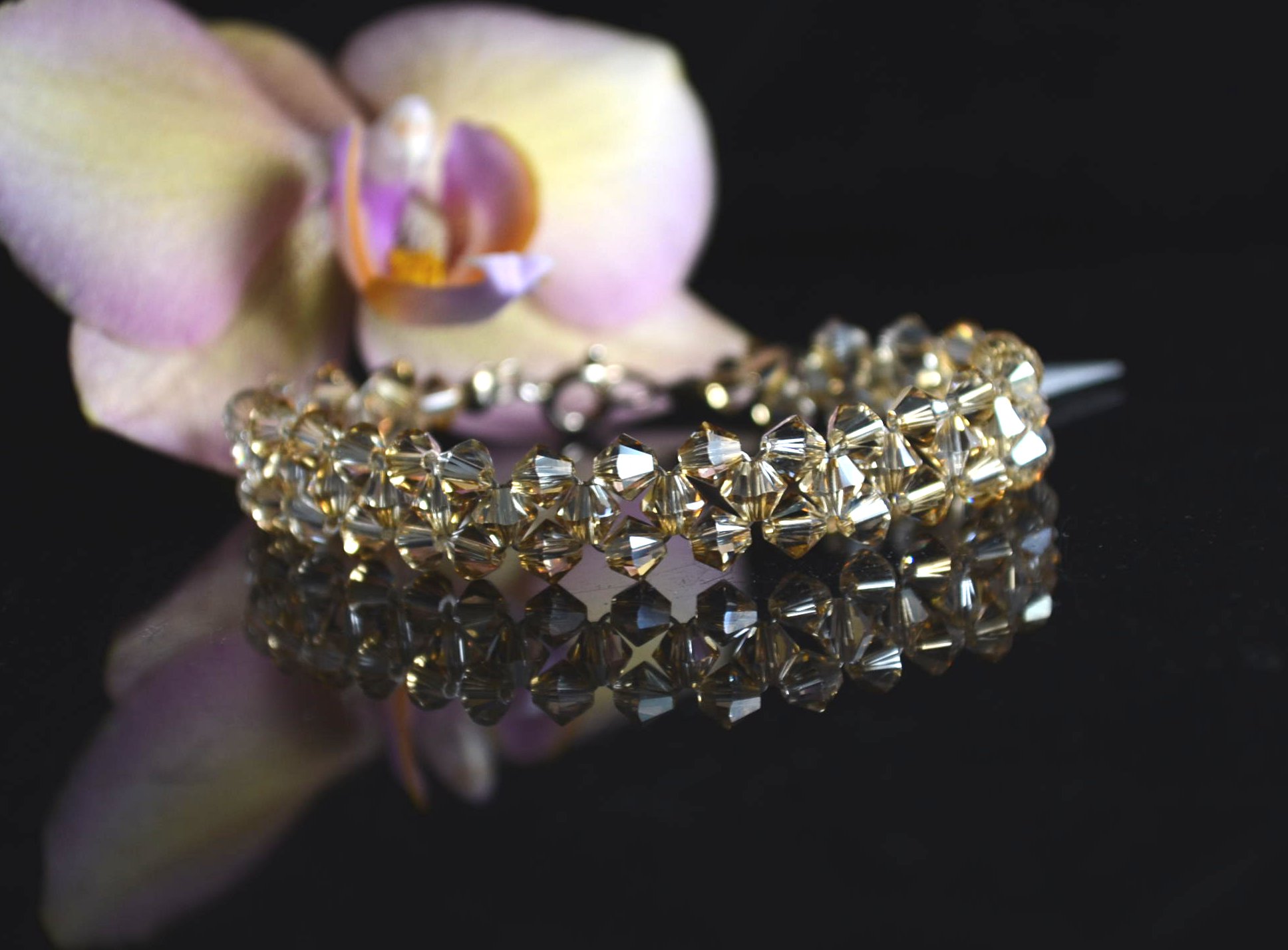 Náramok Swarovski zlaté striebro (925)