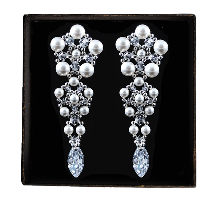 Svadobné náušnice Swarovski Silver Pearl Vianoce!