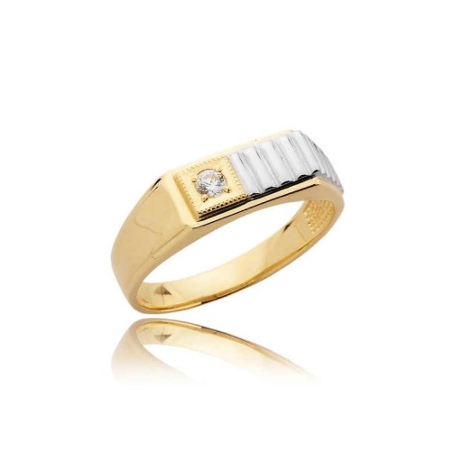 S28 Pánsky zlatý signet s diamantom 0,1ct