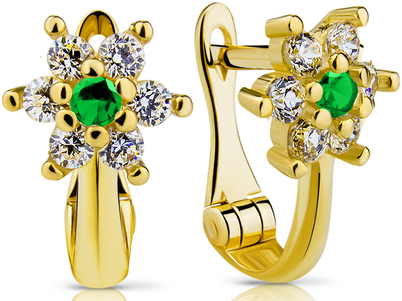 DETSKÉ náušnice Emeralds Gold na krst, pr333