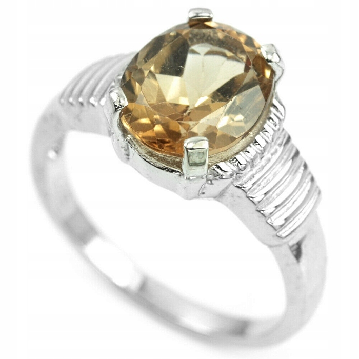 ŠAMPANSKÝ TOPAZ, STRIEBORNÝ PRSTEŇ + ZLATÝ R 11