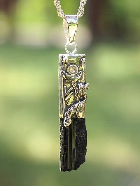 Turmalin Black Rune Fehu Diamond Hemkimer Silver.