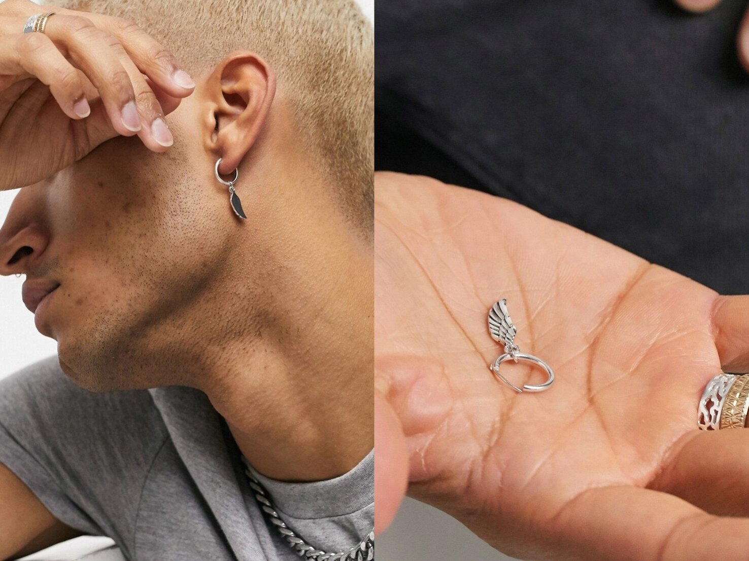 Topman okrúhle náušnice s príveskami krídel