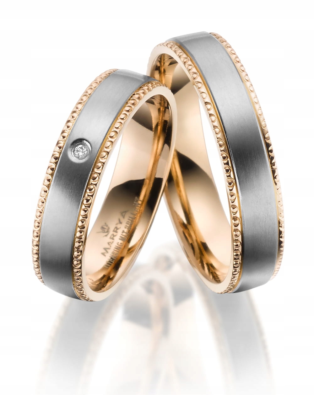 Titanie Wedding Rings TI-42 Brylant Rose Gold