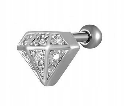 Titánová náušnica chrupavky - diamant TG23-OZ013