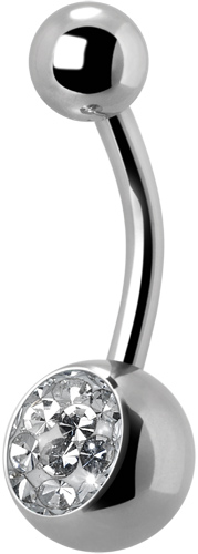 Titánový piercing do pupka 10 mm s CZ kryštálmi