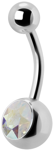Titánový piercing do pupka 10 mm s kryštálom AB