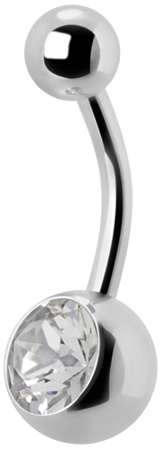 Titánový piercing do pupka 12 mm s CZ krištáľom