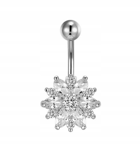 Titánový piercing do pupka s kubickým zirkónom - biely