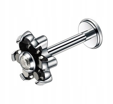 Titánový labret čierny kvet - napr. - 1.2 / 8/6