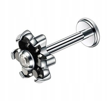 Titánový labret čierny kvet g.w. T-GW-027 1,2 / 6/6