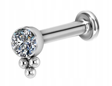 Dekoratívna titánová Labret - kubický zirkón - 1,2 / 6/4 biela