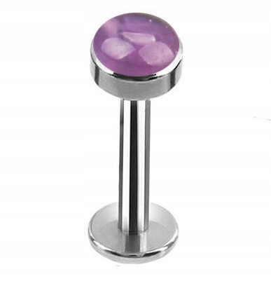 Titánový dekoratívny labret - fialový kameň 1,2 / 6/4
