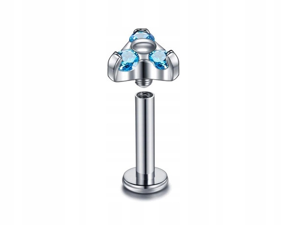 Dekoratívny titánový labret g.w. piercingová modrá 1,2 / 6/5