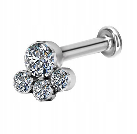 Titánový dekoratívny labret - vnútorný kamienky 1,2 / 8