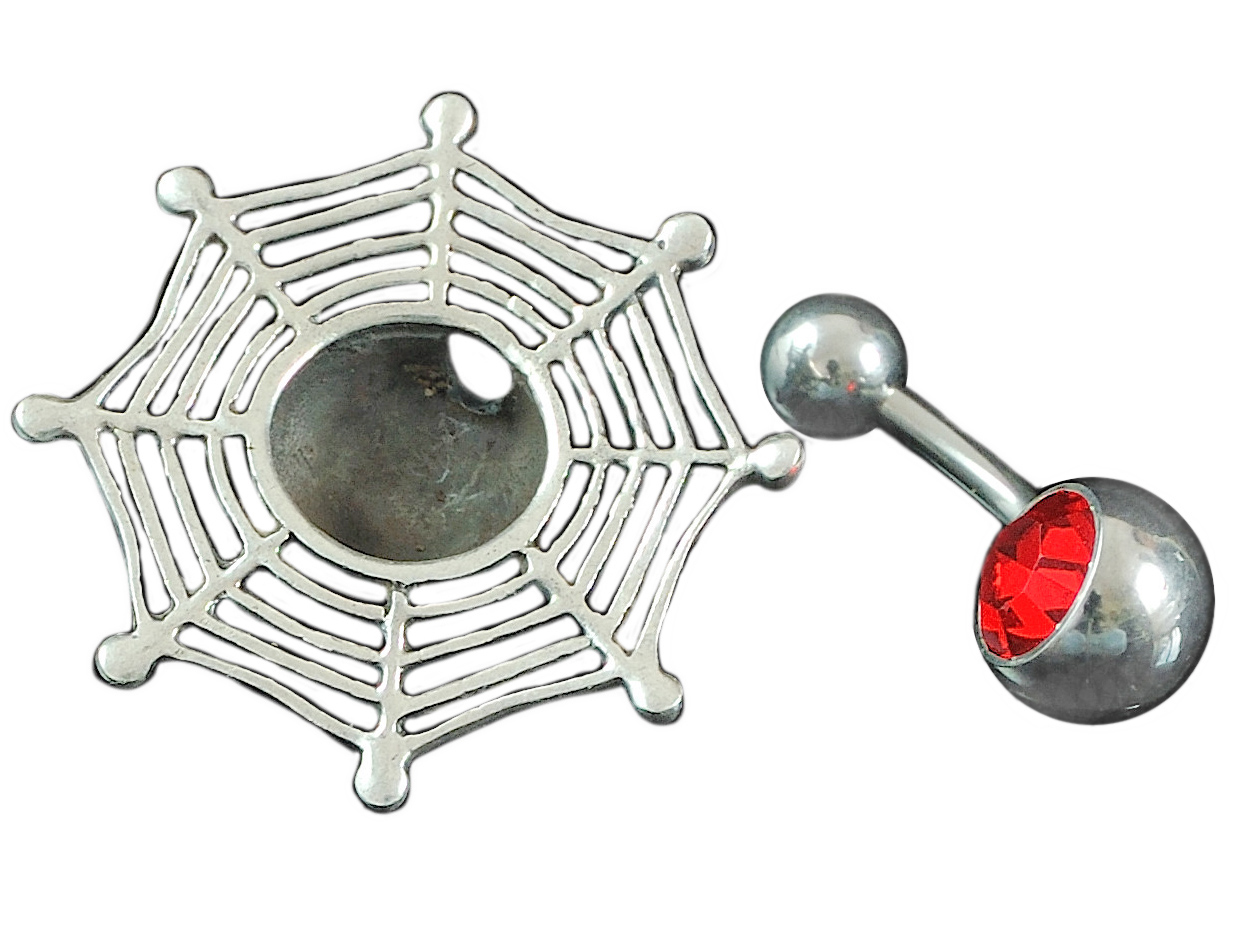 Náušnice VERSIL pupok, oceľ + pavučina.SILVER 925