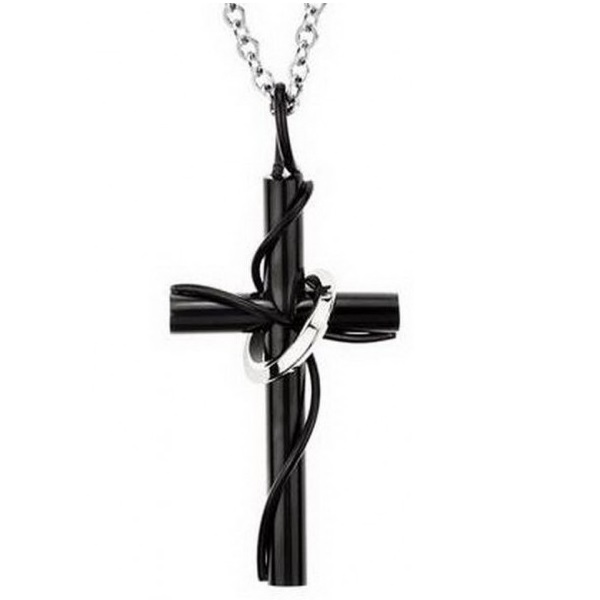 Black Cross Pendant Cross + Chain Stal316l