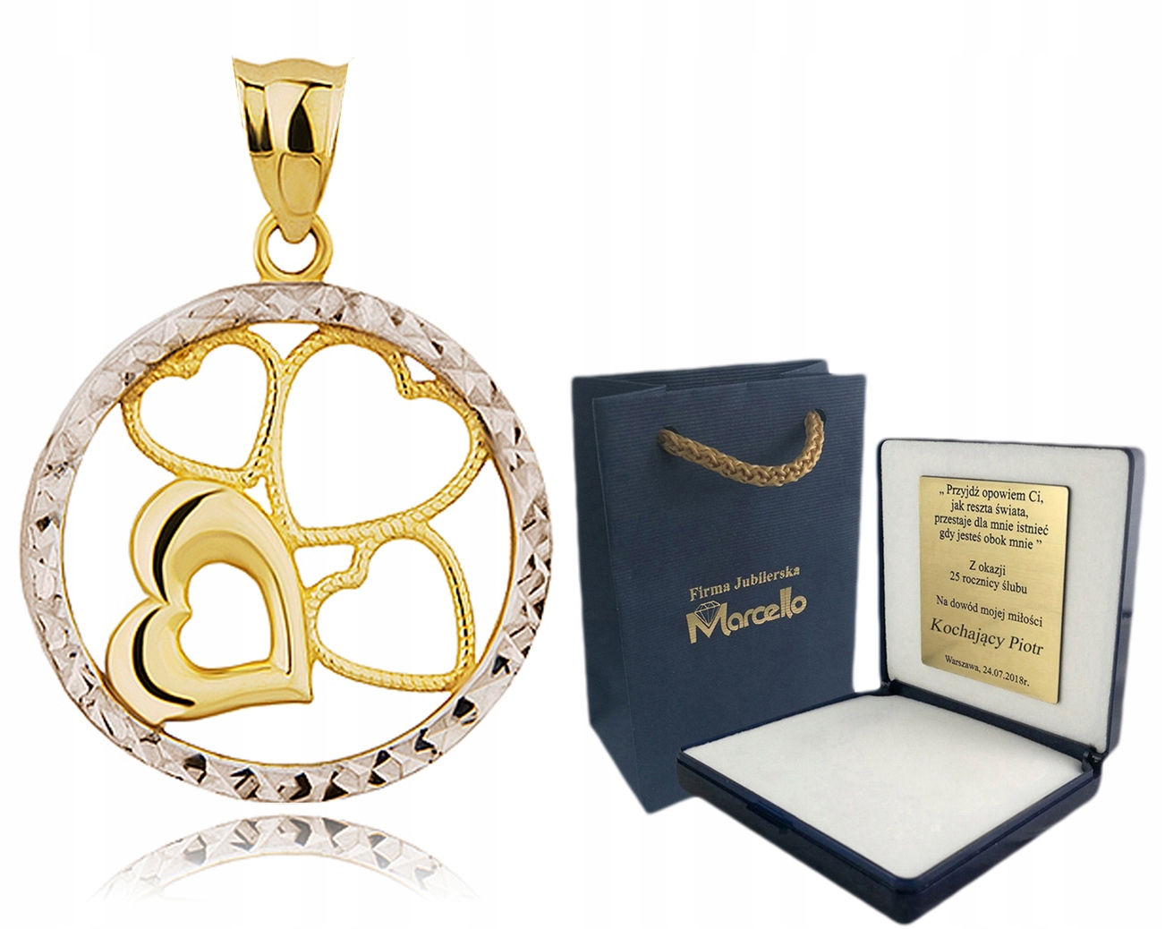 Zlaté srdce Pendant Diamond + Gravírovanie