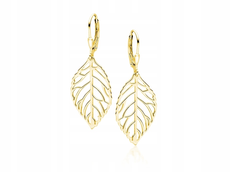 Závesné openwork Gold -Plát náušnice listy listy