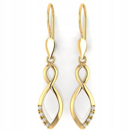 Závesné náušnice zlatej skúšky 585 na bigl