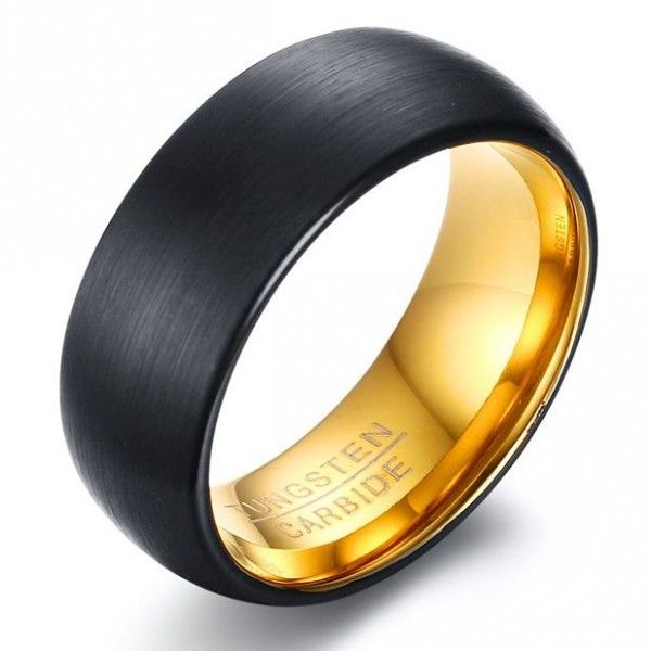 Wolfram Black Gold Ring z Tungsten R.27