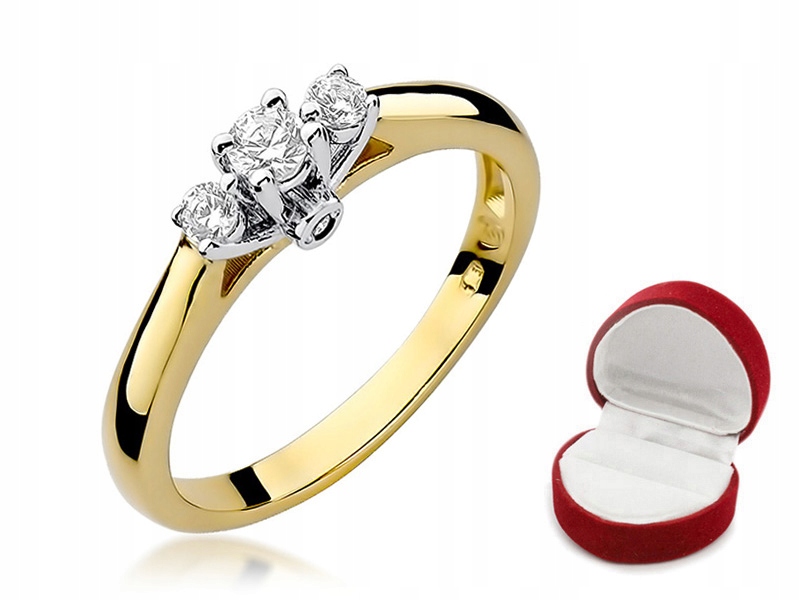 JEDINEČNÝ ZLATÝ PRSTEN s 3 BRILIANTMI 0,22 ct