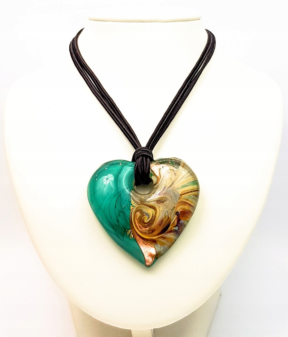 Pendant Heart Giulia Emerald - sklenené šperky