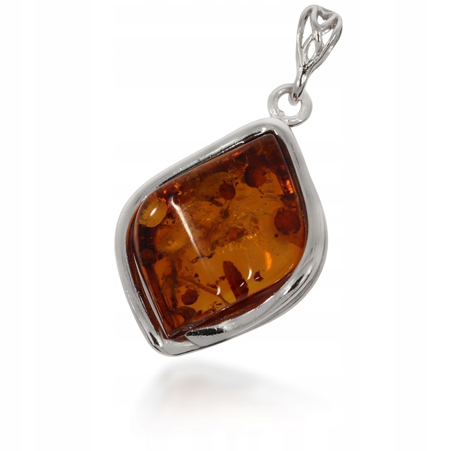 Strieborný prívesok s jantárom - Cognac AMBER