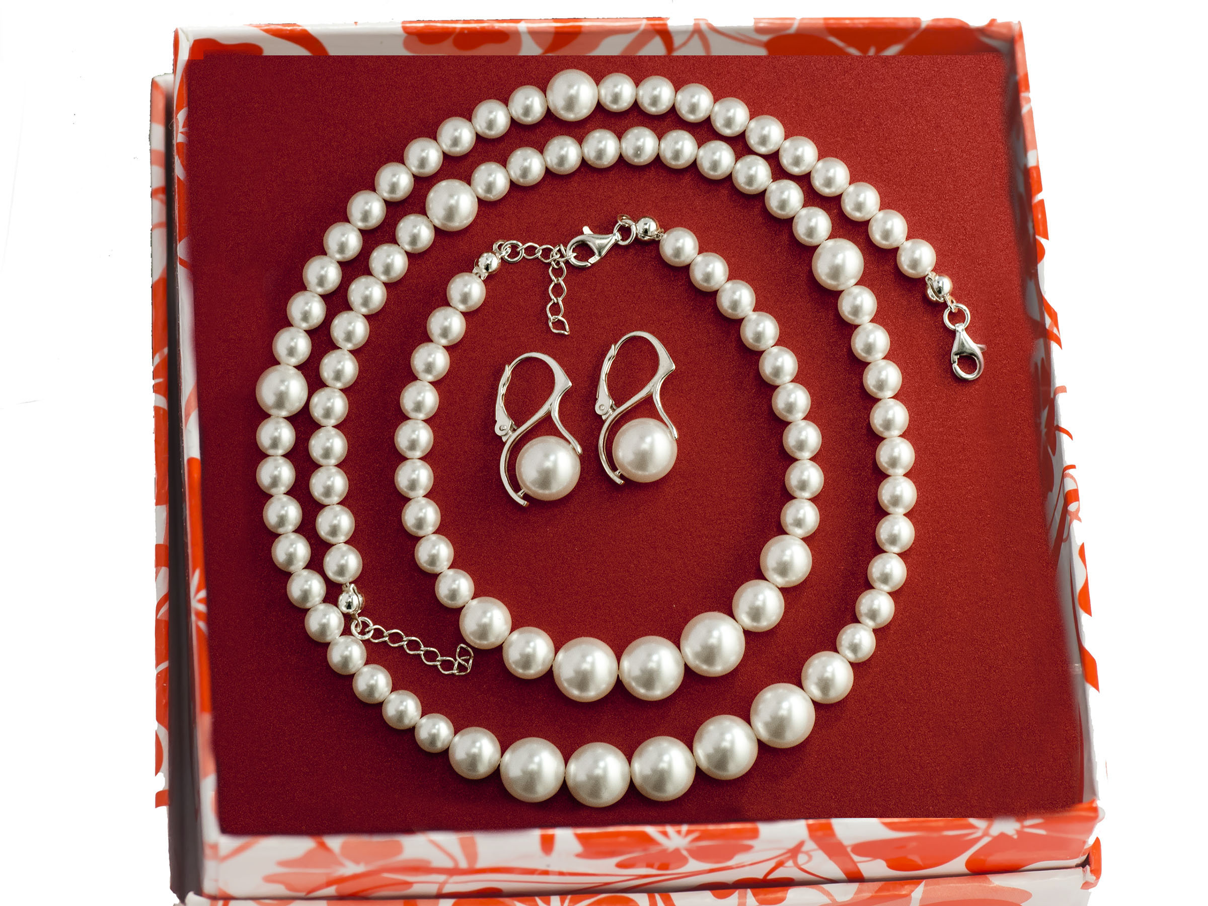 S kr. SADA NÁHRDELNÍKOV KRABIČKY SWAROVSKI PEARLS