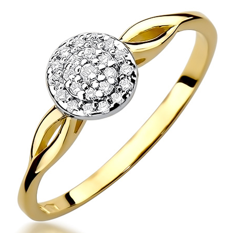 ZLATÝ PRSTENEC PRSTEN S BRILIANTMI 0,12ct