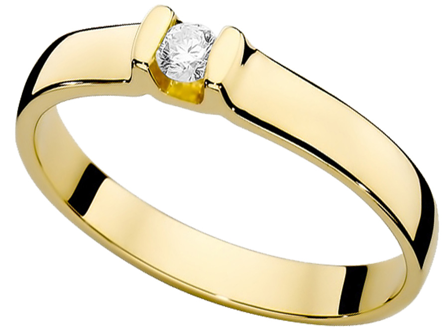 ZLATÝ PRSTENEC S BRILLIANTOM 0,09ct