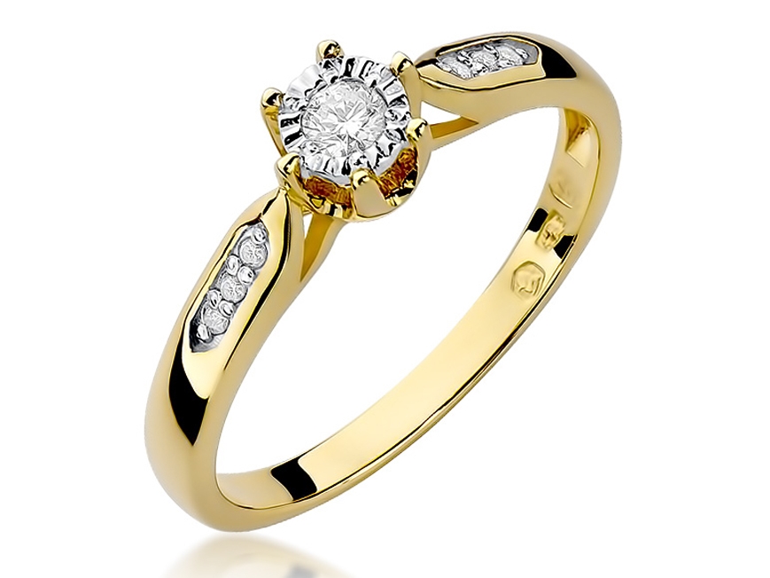 ZLATÝ PRSTENNÝ PRSTEN 585 BRILLIANTOV 0,11 ct