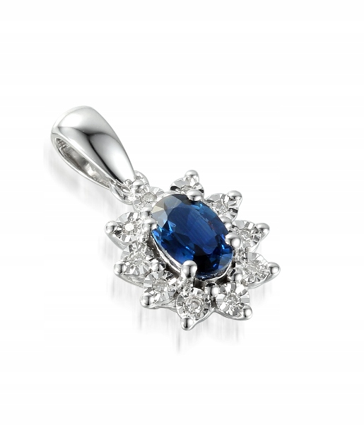 Pendant White Gold Sapphire Diamonds Trial 585