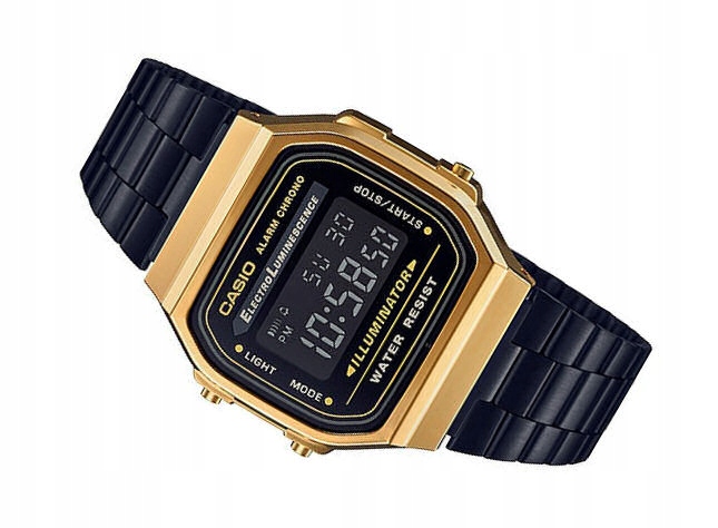 Pánské hodinky - Casio Retro A168WEGB-1BEF Black and Gold Watch