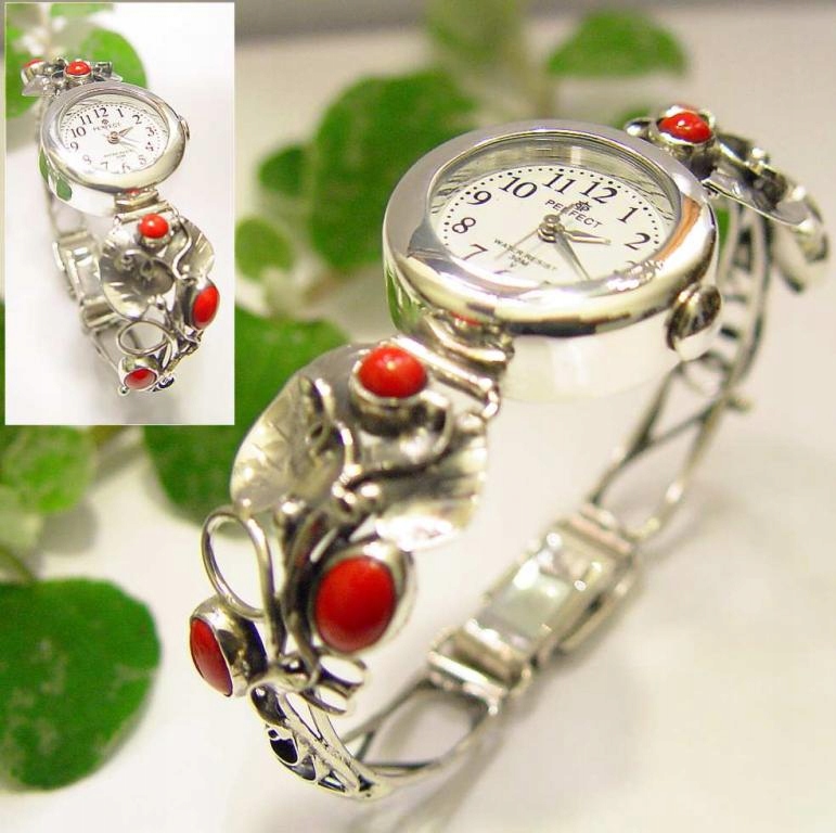 Dámske hodinky -  Silver Watch 925 Silver Watches Coral