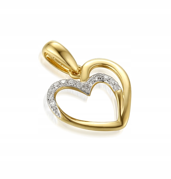 Zlato 14k prívesok Diamanty srdca