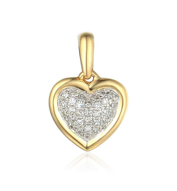 Zlato 585 Pendant Heart Diamonds na darček
