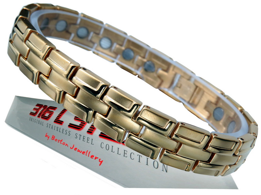 Gold Men's Bracelet Magnetic Stal 316L Hit