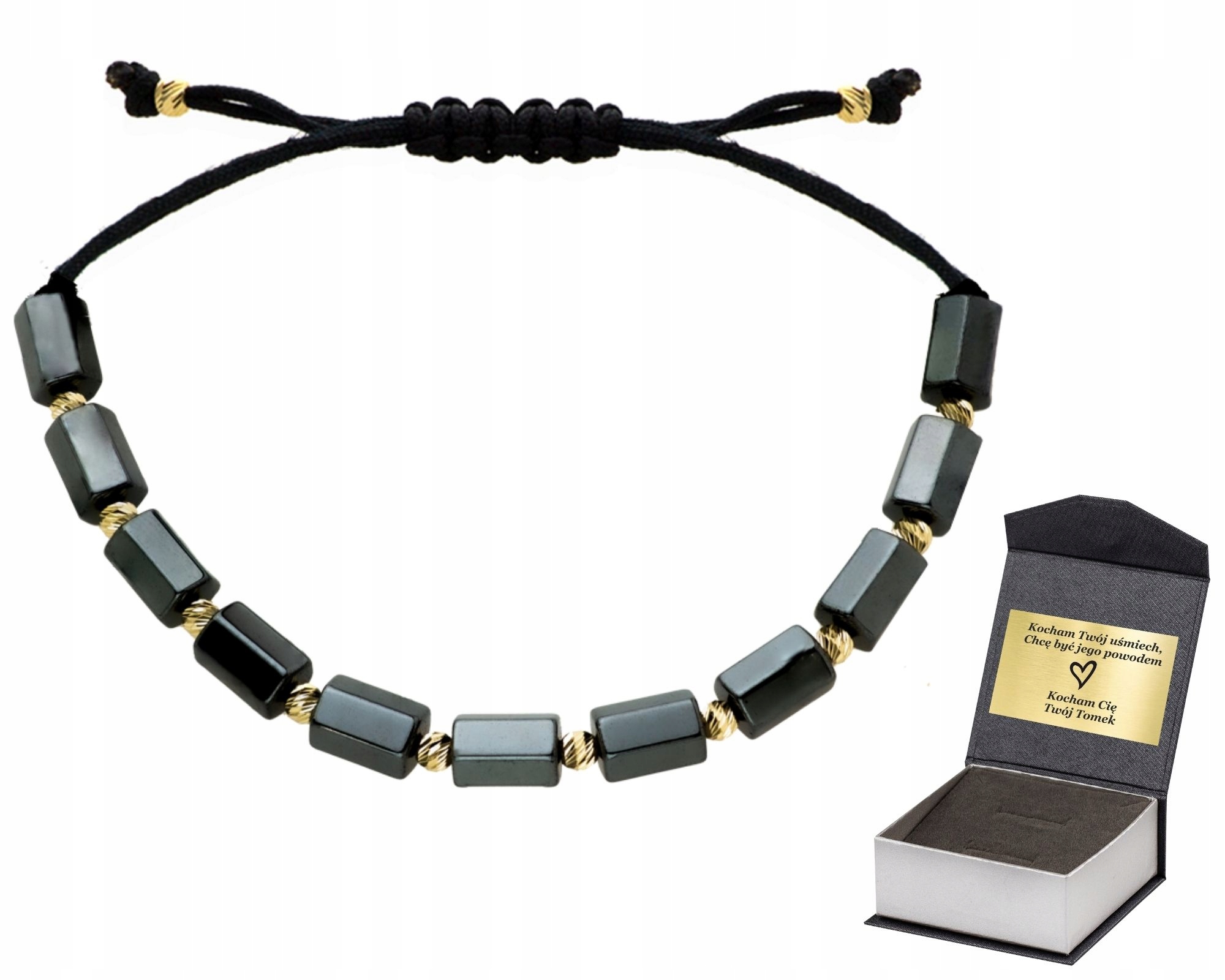 Golden String Bracel Galls Hematit 585