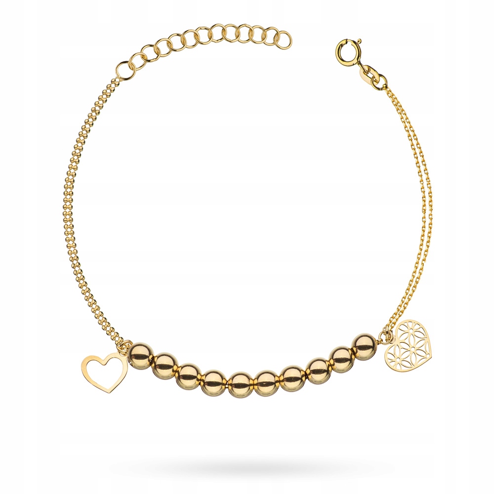 Zlatý náramok PR 585 Openwork Beads Hearts