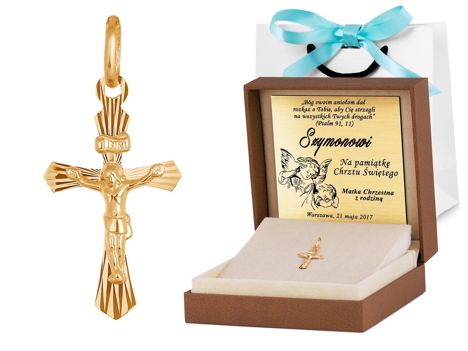 Zlatý prívesok 333 Cross la Luce Graver Gift