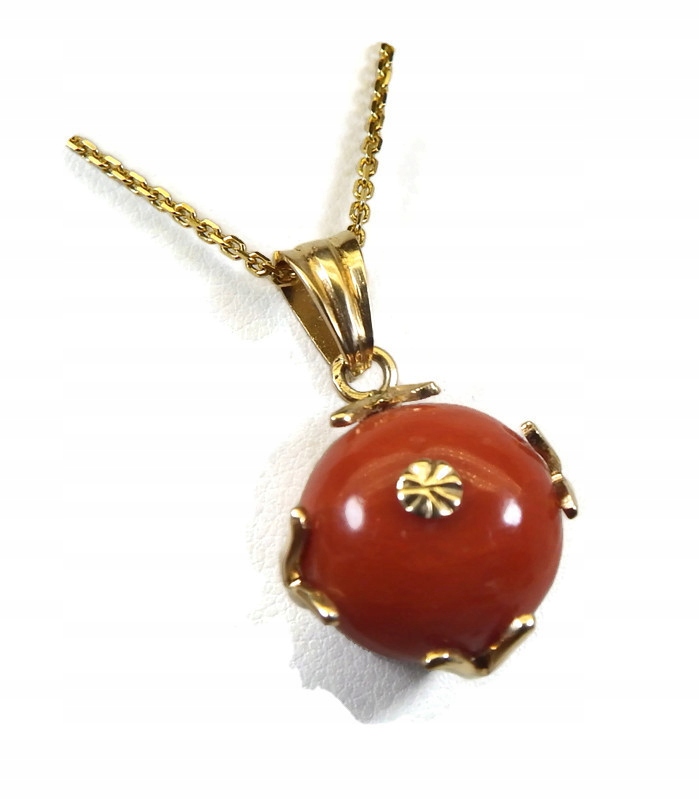 Golden Pendant Natural Coral Crow's Feet 585/14