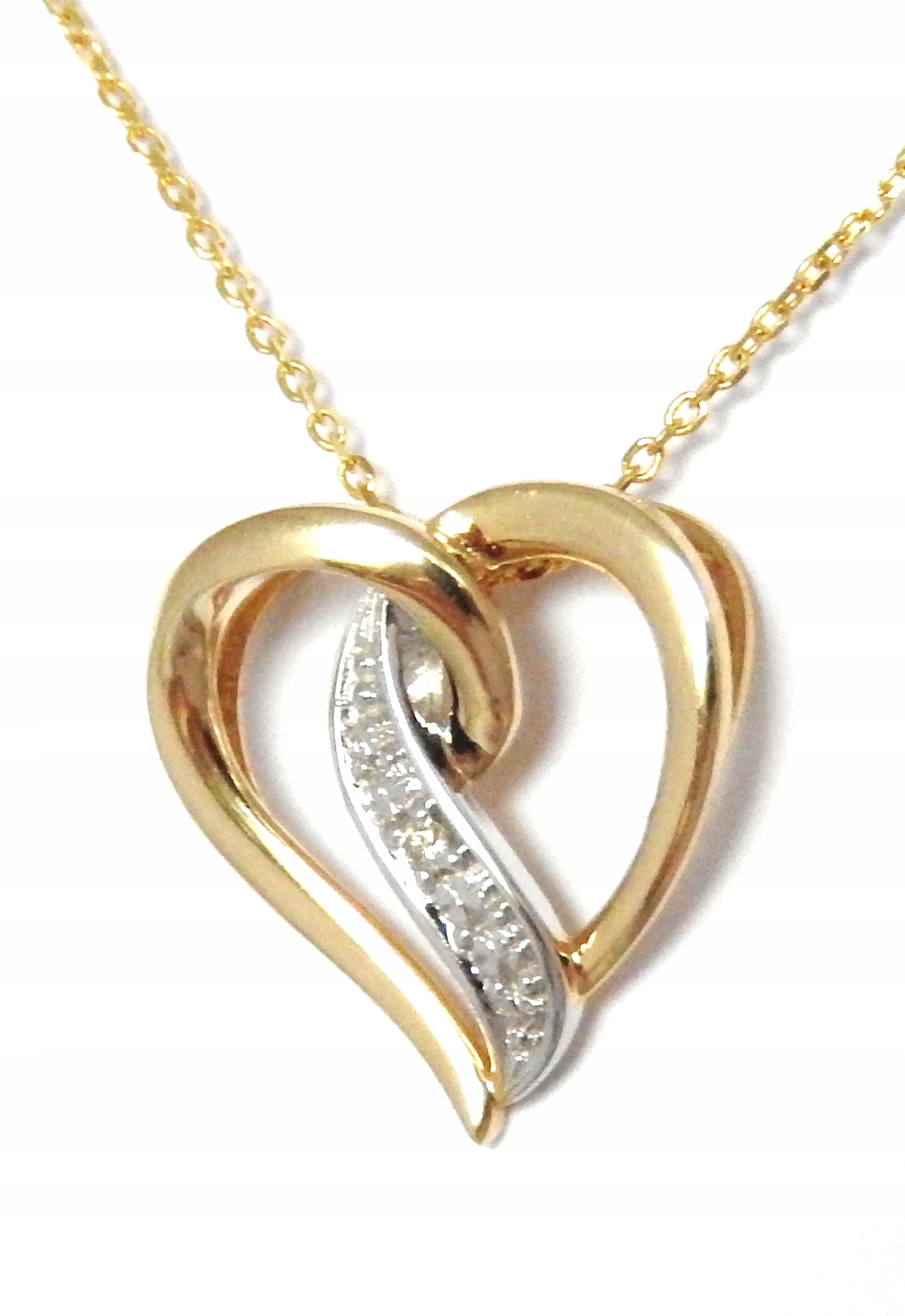 Golden Pendant Heart Diamond Chain 50 cm 585