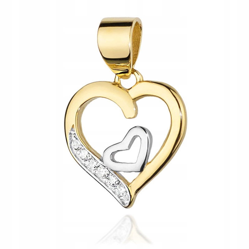 Zlatý prívesok pr. 585 Srdce s diamantmi 0,05Ct