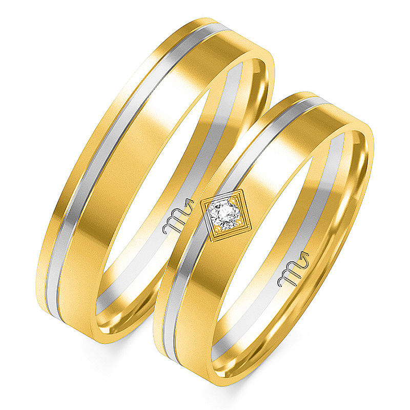 14K ZLATÉ 2-FAREBNÉ PRSTENE - PÁR - OE-36B