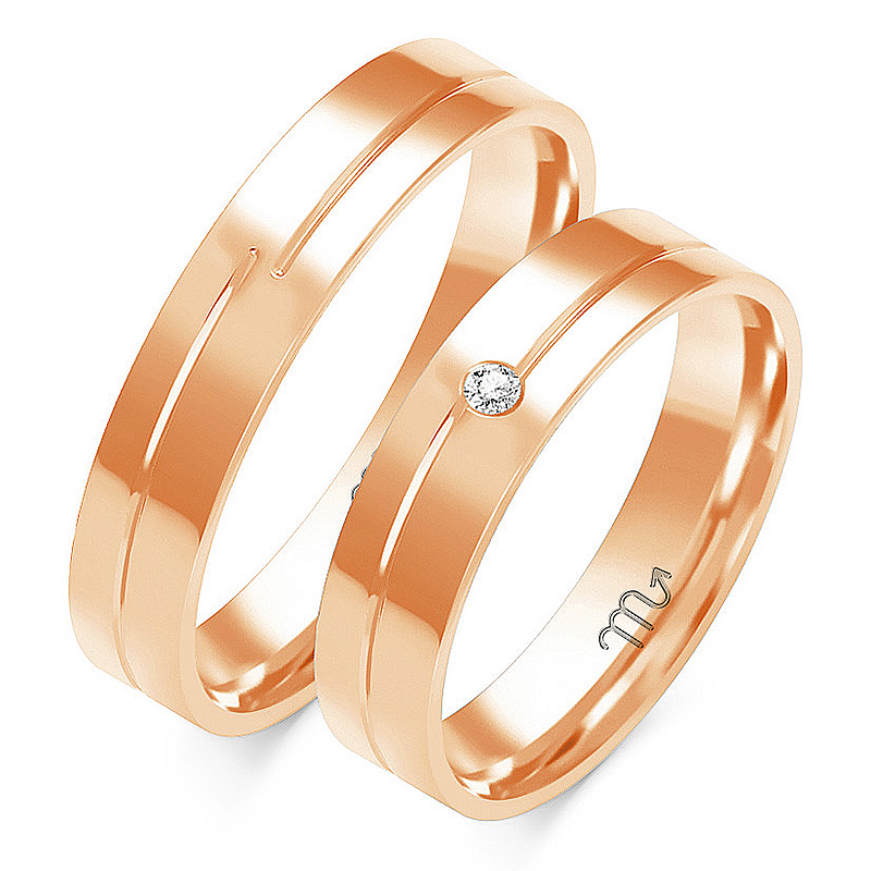 14K ZLATÉ SVADOBNÉ PRSTENE Diamant 5,5mm id O-80C