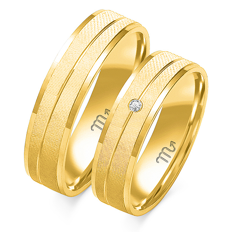 14K ZLATÉ SVADOBNÉ PRSTENE S DIAMANTOVÝM MODELOM O-131